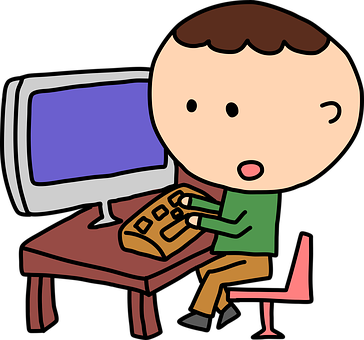 Boy, Computer, Home Office, Male, Man - Use Clipart (364x340)