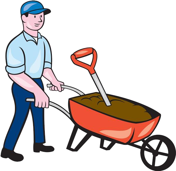 Wheelbarrow Cartoon Royalty-free Clip Art - Pushing Wheelborrow Png Illustration (600x600)