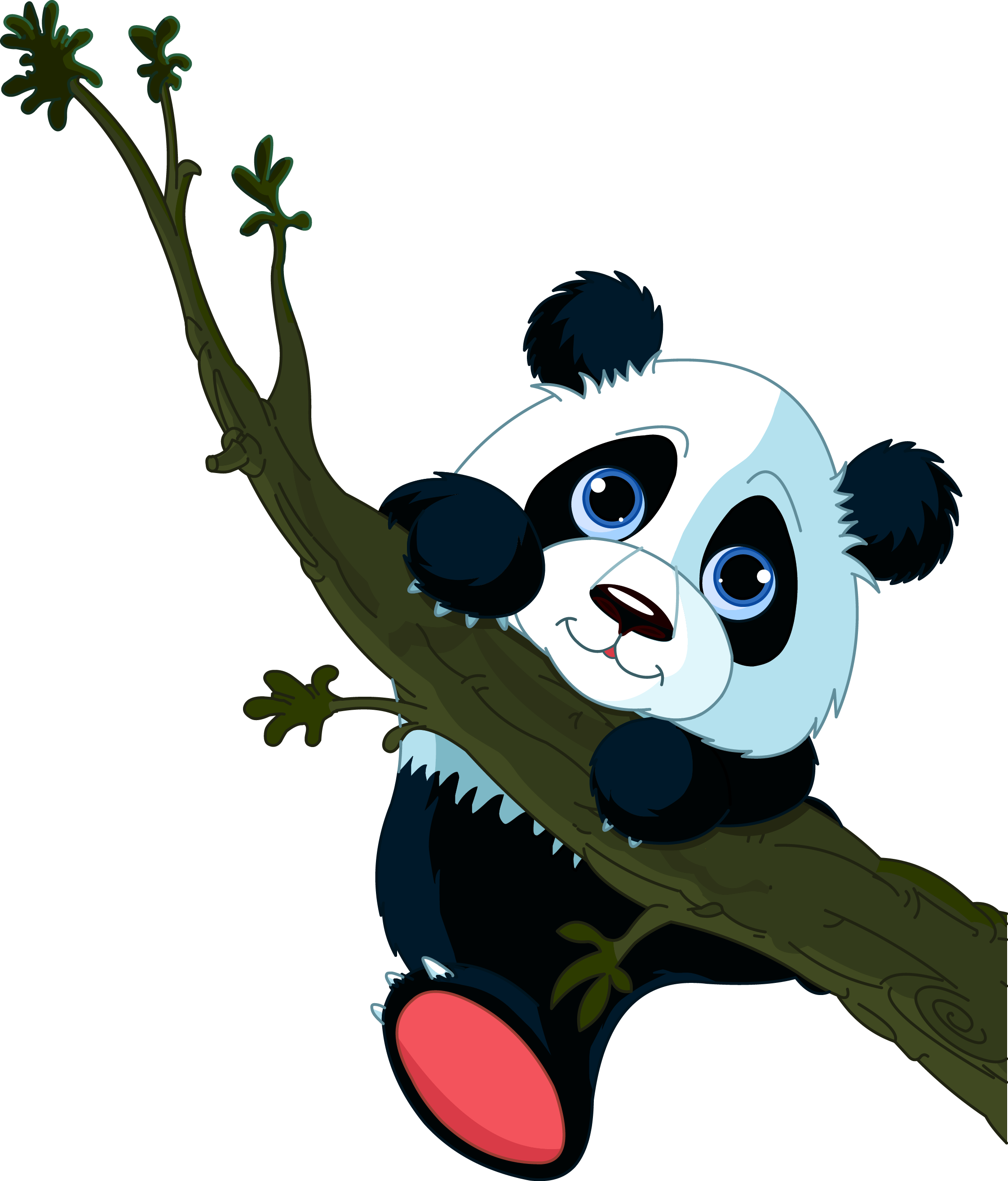 Giant Panda Tree Climbing Cuteness Clip Art - Oso Panda Caricatura Bebe (2244x2629)