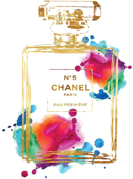 5 Perfume Watercolor Painting Poster - Chanel Perfume Bottle Drawing (564x705)