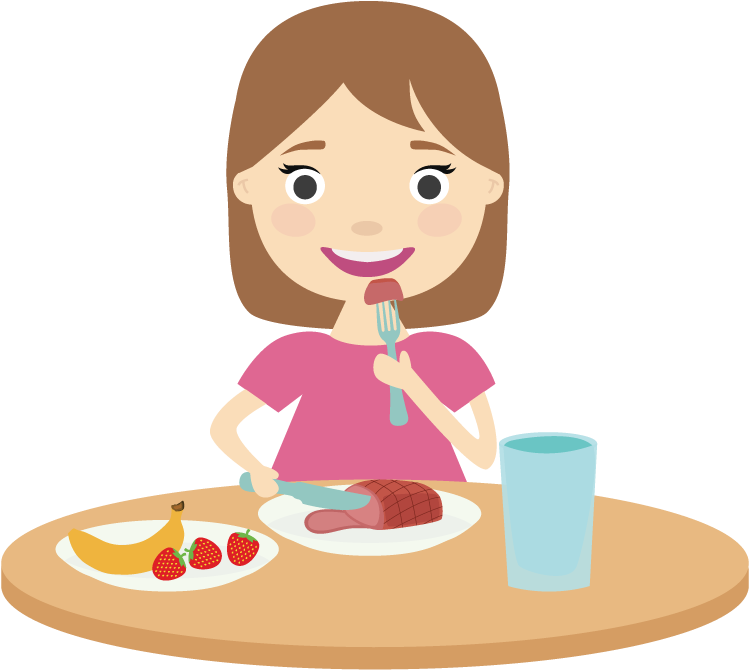 Breakfast Intuitive Eating Food Lunch - Girl Eating Breakfast Cartoon (800x842)