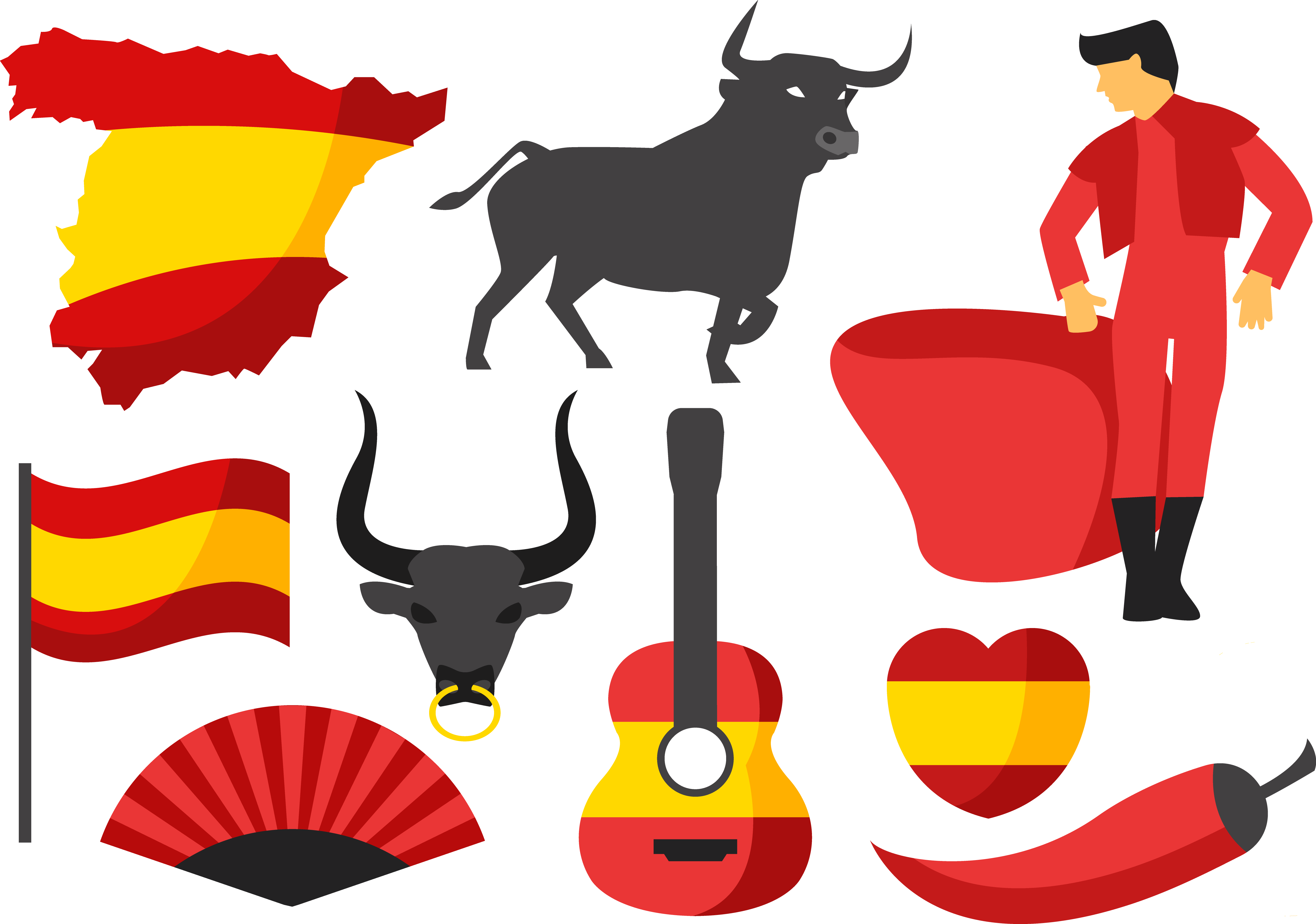 Spain Cattle Bullfighting Clip Art - Spain Cattle Bullfighting Clip Art (5535x3887)