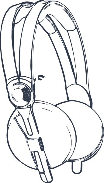 Headphones Clip Art Outline 75750 - Headphone Sketch Png (342x600)