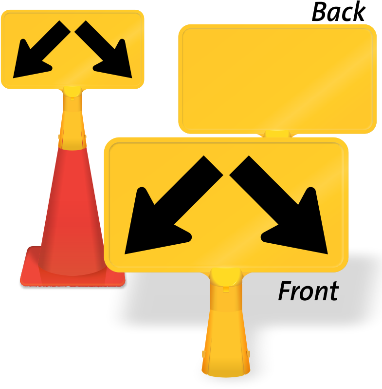 Two Downward Diagonal Arrow Coneboss Sign - Walk Like A Penguin Sign (800x800)