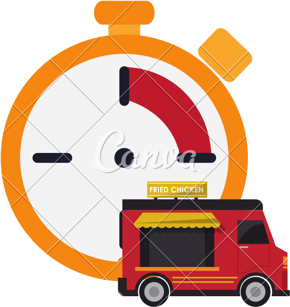 Chronometer And Fast Food Truck Icon - Siluetas De Tiempo (800x800)