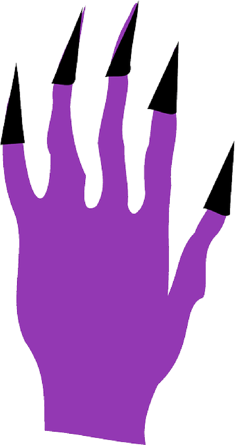 Violet Claws, Devil, Fingers, Hand, Nails, Lilac, Violet - Scary Hand Clipart (800x1510)