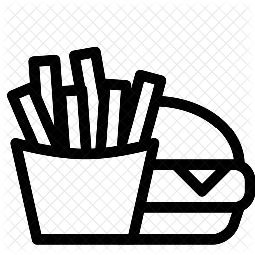 Food, Fast, Burger, Fries, Chips, Hamburger Icon - Burger And Fries Drawing (512x512)