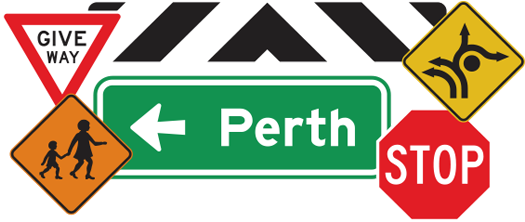 Slideshow - Road Signs - Street Signs In Perth (593x506)
