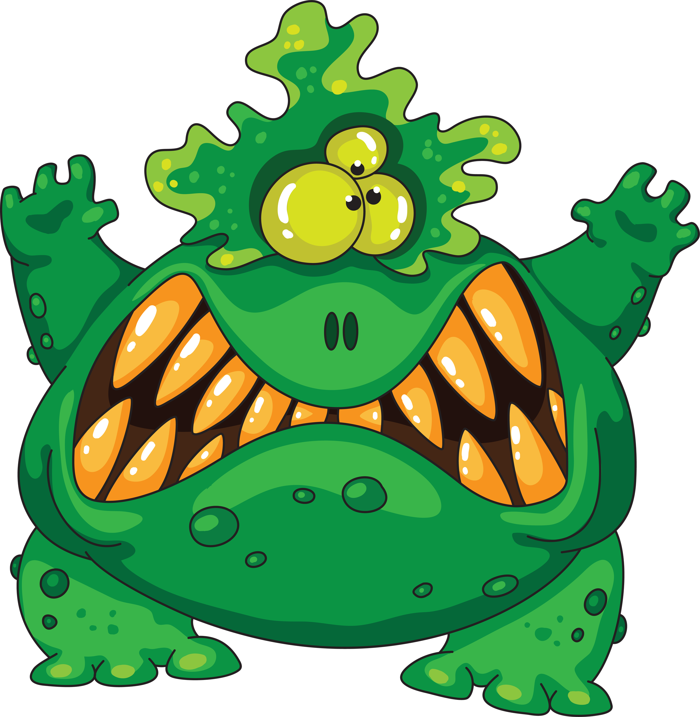 When Little Green Monsters Come Out To Play - Scary Monster Clip Art (2400x2459)