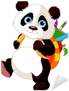Vinilo Pixerstick Cute Panda Ir A La Escuela • Pixers® - Panda First Day Of School (400x400)