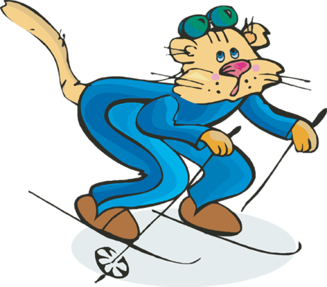 Skates Clip Art - Cat Snow Clipart (640x562)