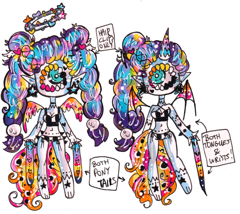 Xynthii Myo Custom Lisa Frank Inspo Twin Girls By Guppie - Cartoon (954x837)