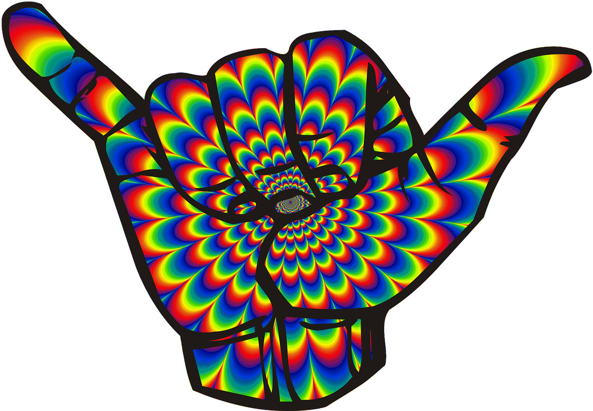 Physcedelic Clipart Transparent - Hang Loose Shower Curtain (3603x2503)