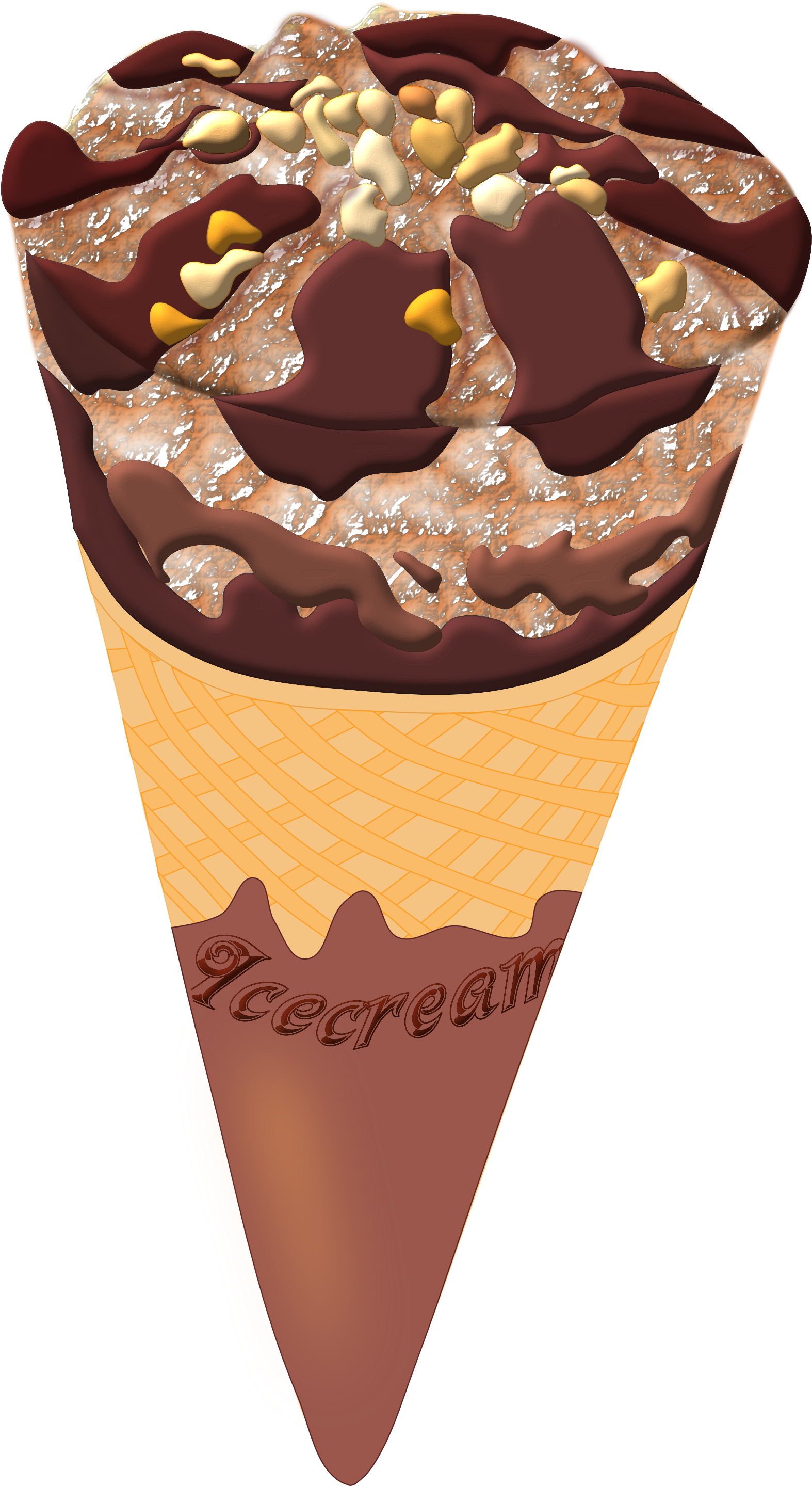 Chocolate Ice Cream Clipart - Chocolate Ice Cream With Cone (1979x3066)
