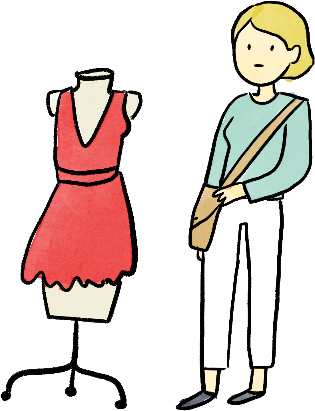 Woman Looking At Dress - Dress Verb (1150x1495)