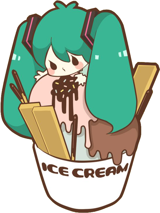 Miku Ice Cream Render By Makita By Fandubloids - Cute Ice Cream Anime (600x800)