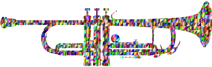 Colorful Prismatic Chromatic Rainbow Trian - Trumpet Clipart Black And White (680x340)