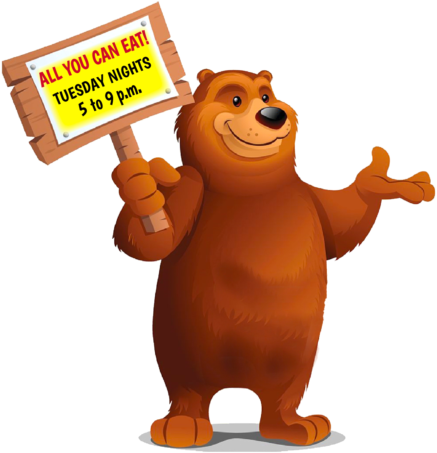 Bear Holding Sign With Chowdown Hours - Bear (2141x2141)