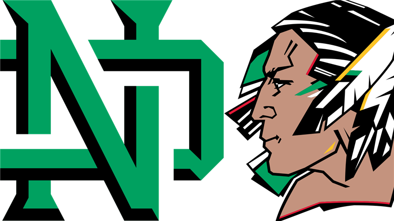 North Dakota's Interlocking Nd Logo, And Old, Retired - North Dakota Fighting Sioux Logo (800x449)