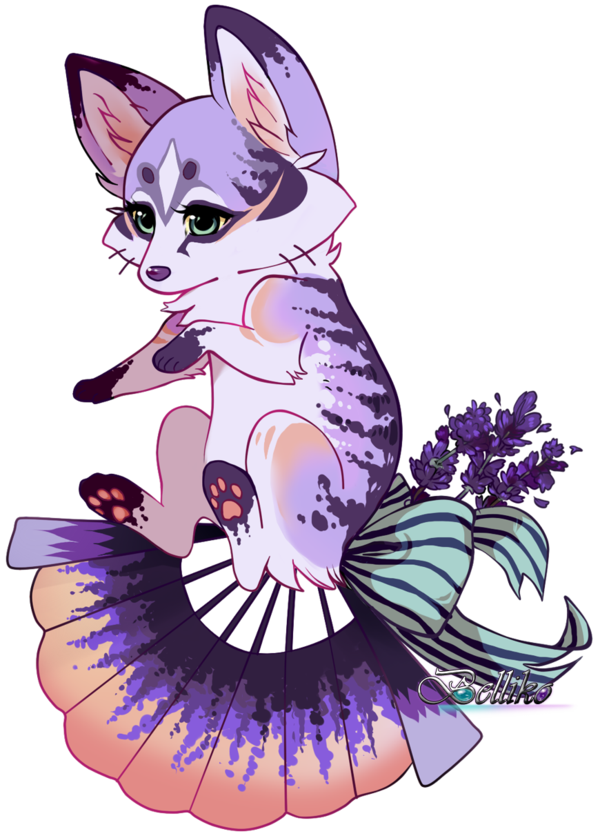 Lavender Foxfan//offer To Adopt //closed By Belliko-art - Art Ad0pt (600x838)