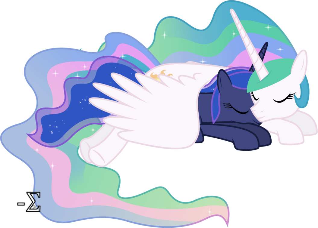 Celestia And Luna Sleeping By 90sigma - Celestia And Luna Sleeping (1055x758)