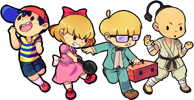 Drawn Mario Art Student - Ness Paula Jeff Poo (633x334)