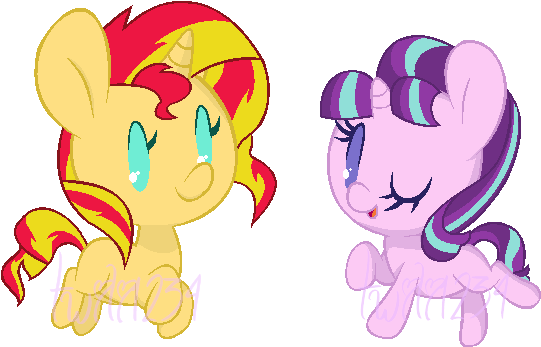Chibi Sunset Shimmer Y Starlight Glimmer By Twili1234 - Cartoon (584x382)