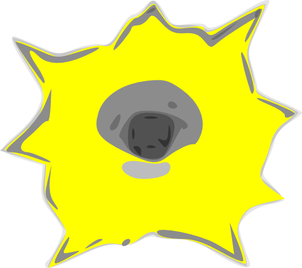 Big Bullet Hole Clipart - Yellow Bullet Holes Png (600x534)