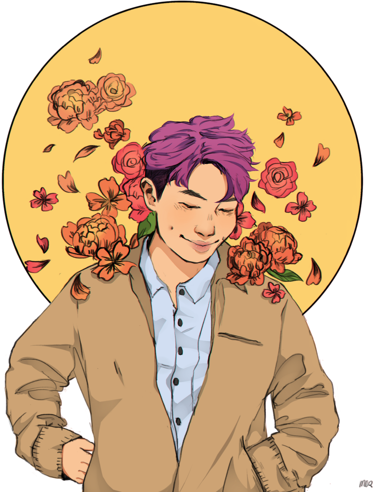 “i Decided To Color @nightmers Lineart Of Namjoon From - Color (1280x1647)