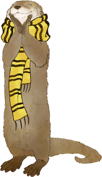 Have A Happy Otter In A Hufflepuff Scarf - Mushu (404x640)