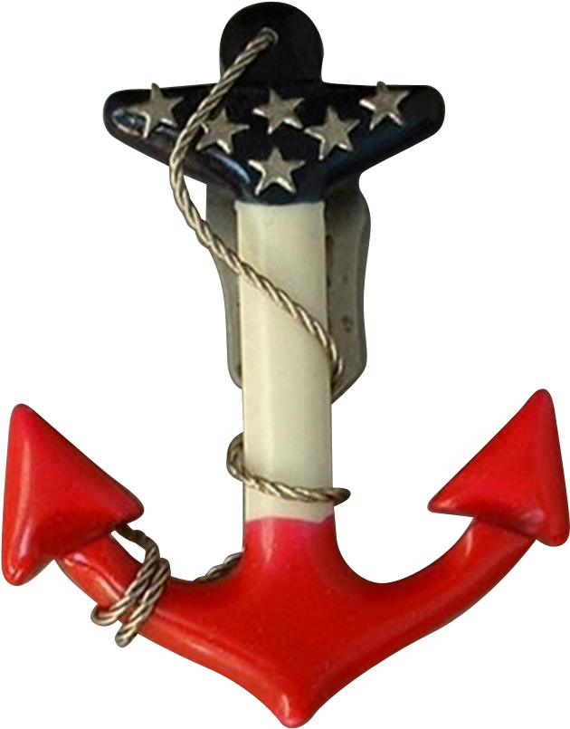 Rare Vintage Genuine Celluloid Brooch Anchor Clip Cherry - Silver (804x804)