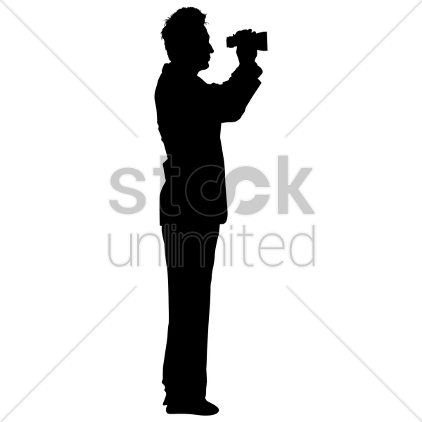 Silhouette Of A Man With Binoculars Vector Image - Vector Graphics (600x600)