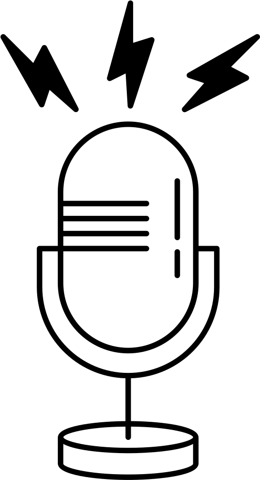 Microphone Outline With Opened Line Comments - Microphone (531x981)