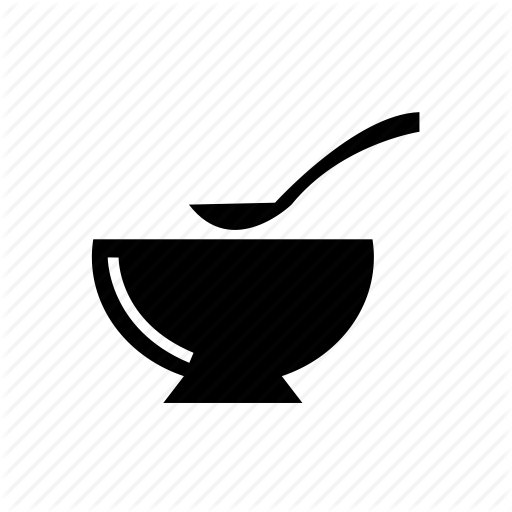 Bowl Of Soup Clipart Black And White - Bowl And Spoon Vector (512x512)