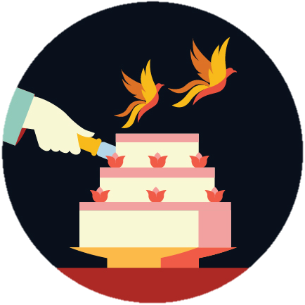 The Two Model Phoenixes Flutter As The Wedding Cake - Emblem (434x433)