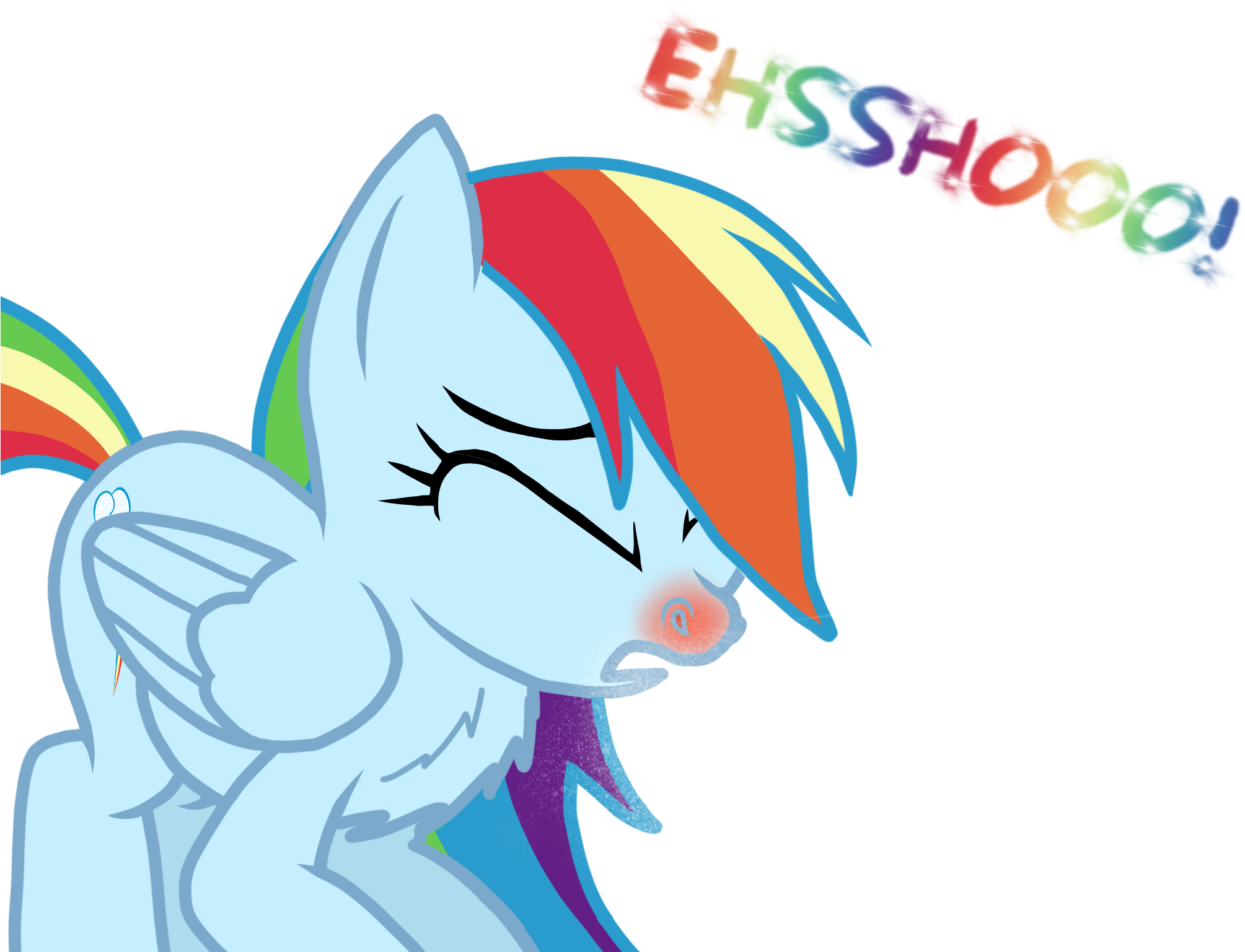 Rainbow Dash, Red Nosed, Safe, Sick, Sneezing, Sneezing - Cartoon (2048x1536)