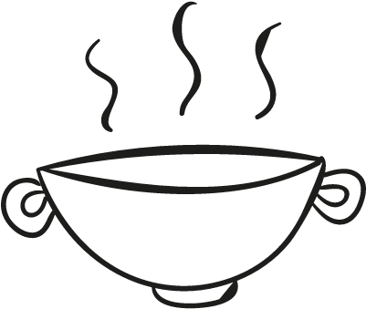 Hot Soup Vector - Hot Soup In Black And White (400x400)