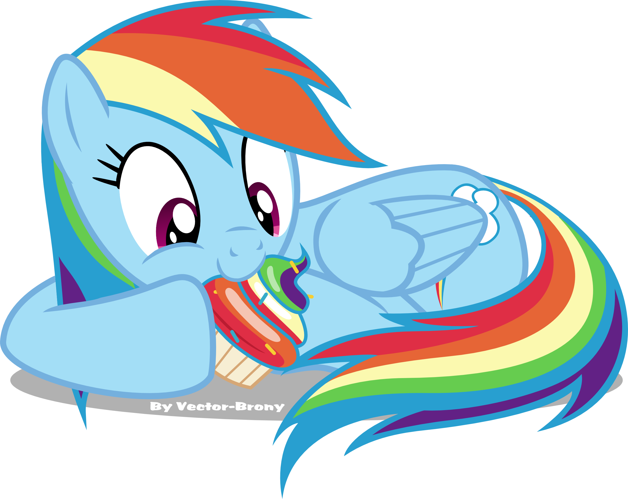 Rainbow Dash Nom Nom By Vector-brony - Rainbow Dash Eating Cupcake (2543x2022)