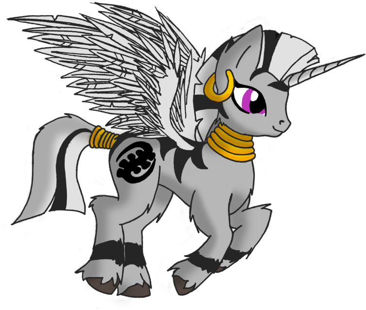Alicorn Zebra By Silverwolvesforever - Cartoon (800x698)