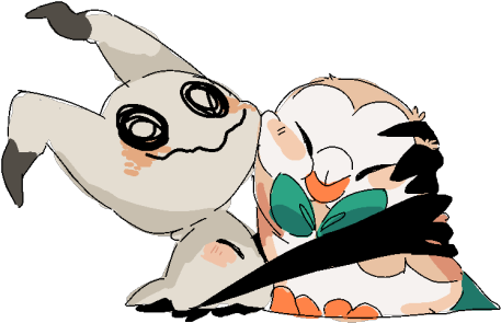 Image - Mimikyu And Rowlet (500x327)