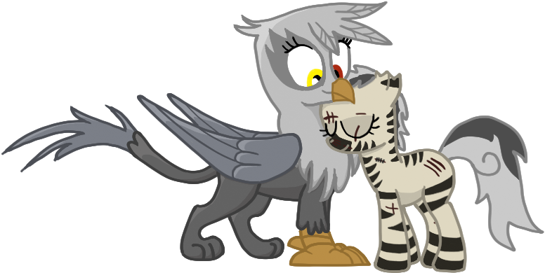 Fim Mlp Oc Griffon Zebra Cuddle My Little Pony Fallout - My Little Pony: Friendship Is Magic (832x448)