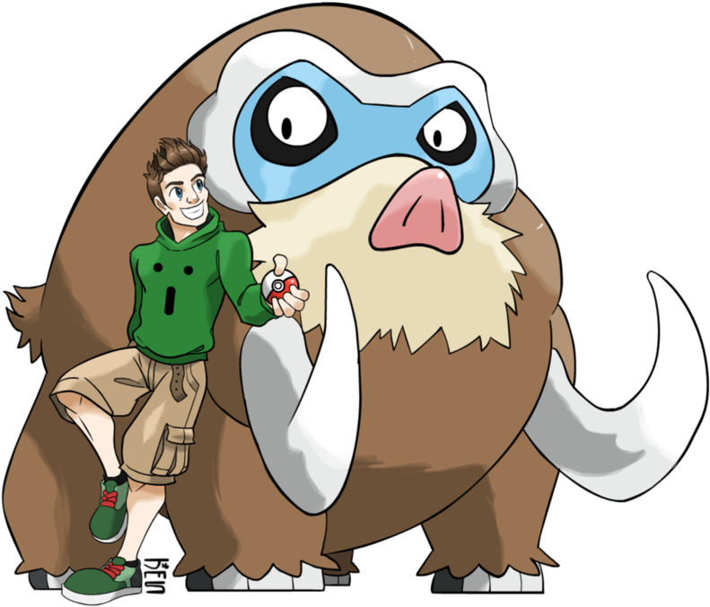Pokemon Trainer W/mamoswine By Seto - Pokemon Trainer And Mamoswine (894x894)