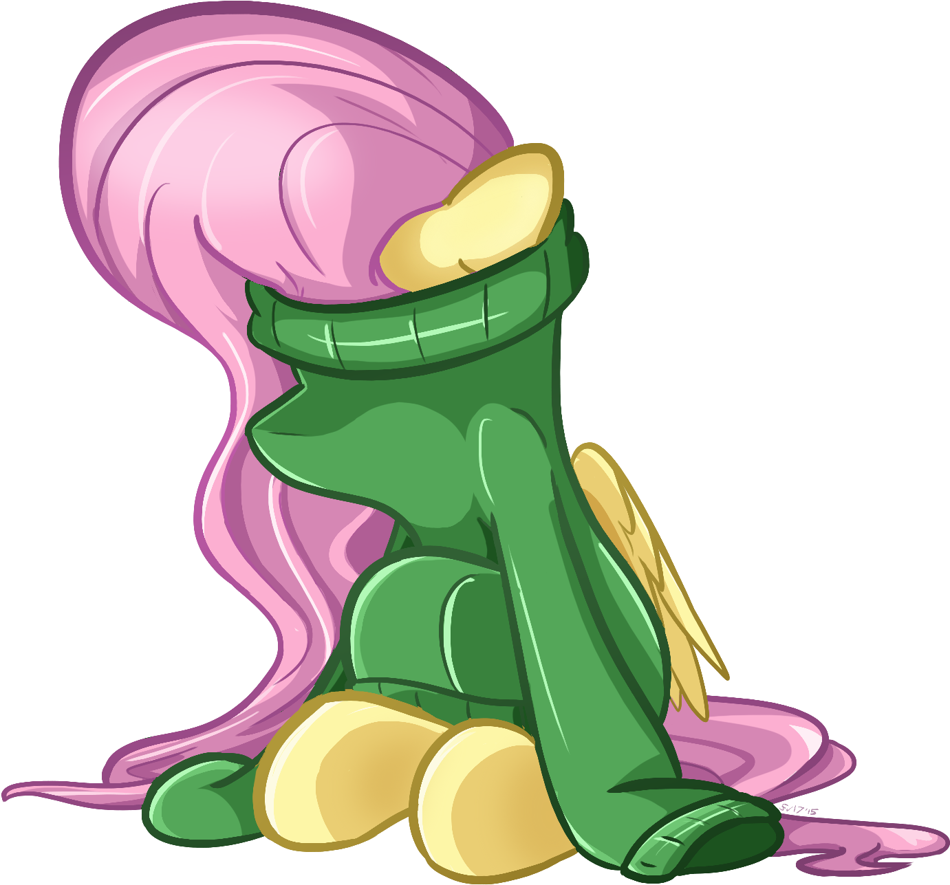 1715 Hoodie Green Vertebrate Cartoon Fictional Character - Mlp Pony With Sweater (1633x1439)