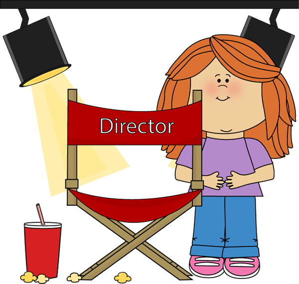 Movie Clip Art - Girl Movie Director Cartoon (600x570)