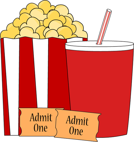 Movie Popcorn And Drink Clip Art Image Movie Popcorn - Clipart Of Movie Tickets (470x500)