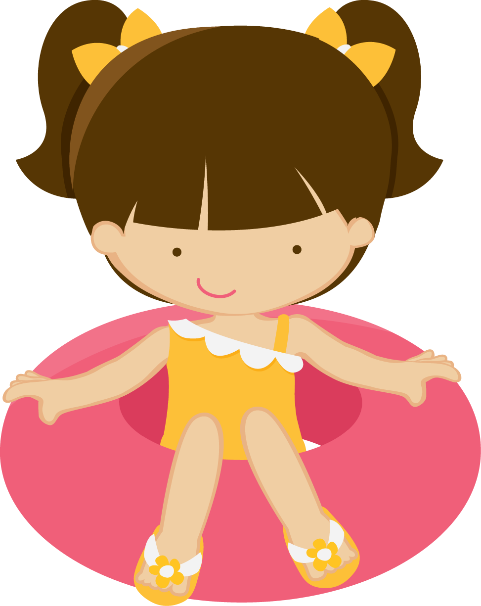 Party Swimming Pool Drawing Birthday Clip Art - Desenho Menina Na Boia (973x1225)
