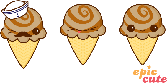 Tribrush 12 3 Kawaii Salty Caramel Ice Ceram Cone By - Ice Cream Cone (600x350)