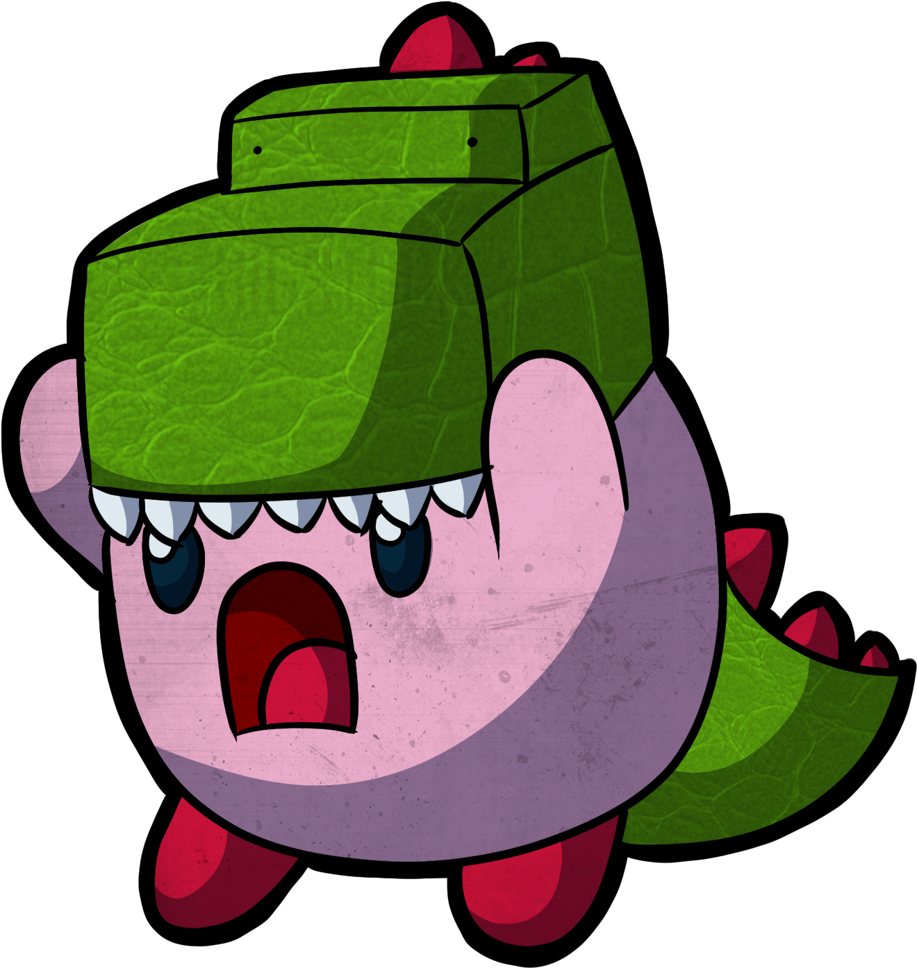 Dino Kirby Goes Rawr By Vlklngen Dino Kirby Goes Rawr - Chibi Kirby (1381x1458)