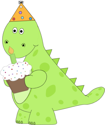 Dinosaur Birthday Cliparts - Dinosaur With Party Hat (350x416)