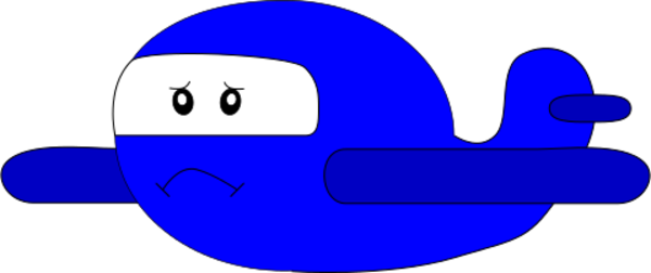 Sad Airplane Vector Clip Art - Sad Airplane Clipart (600x252)